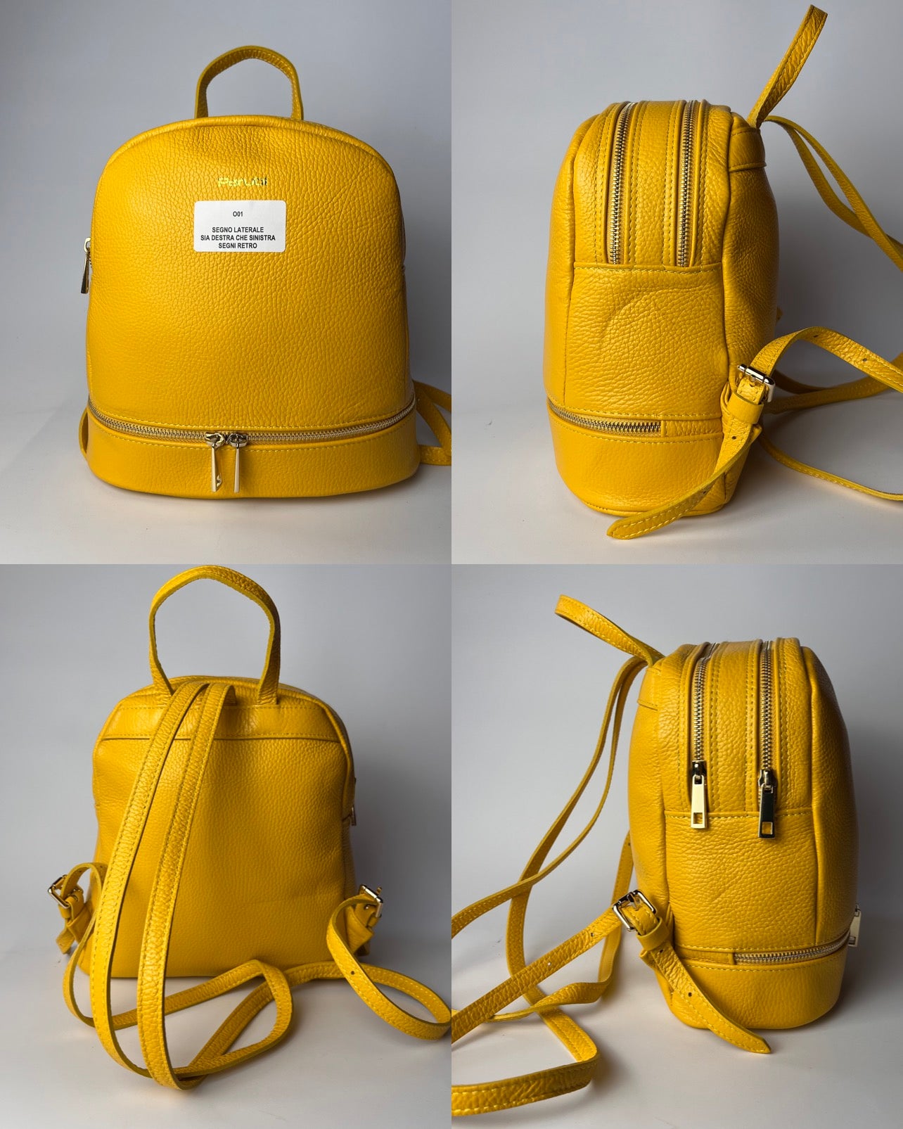 Zaino Donna in Vera Pelle - Outlet con Piccoli Difetti - Modello Maya Parubi Giallo - vista 10